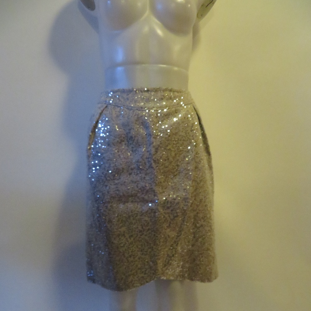 LUCA LUCA TAUPE/SILVER SEQUIN SKIRT 12*